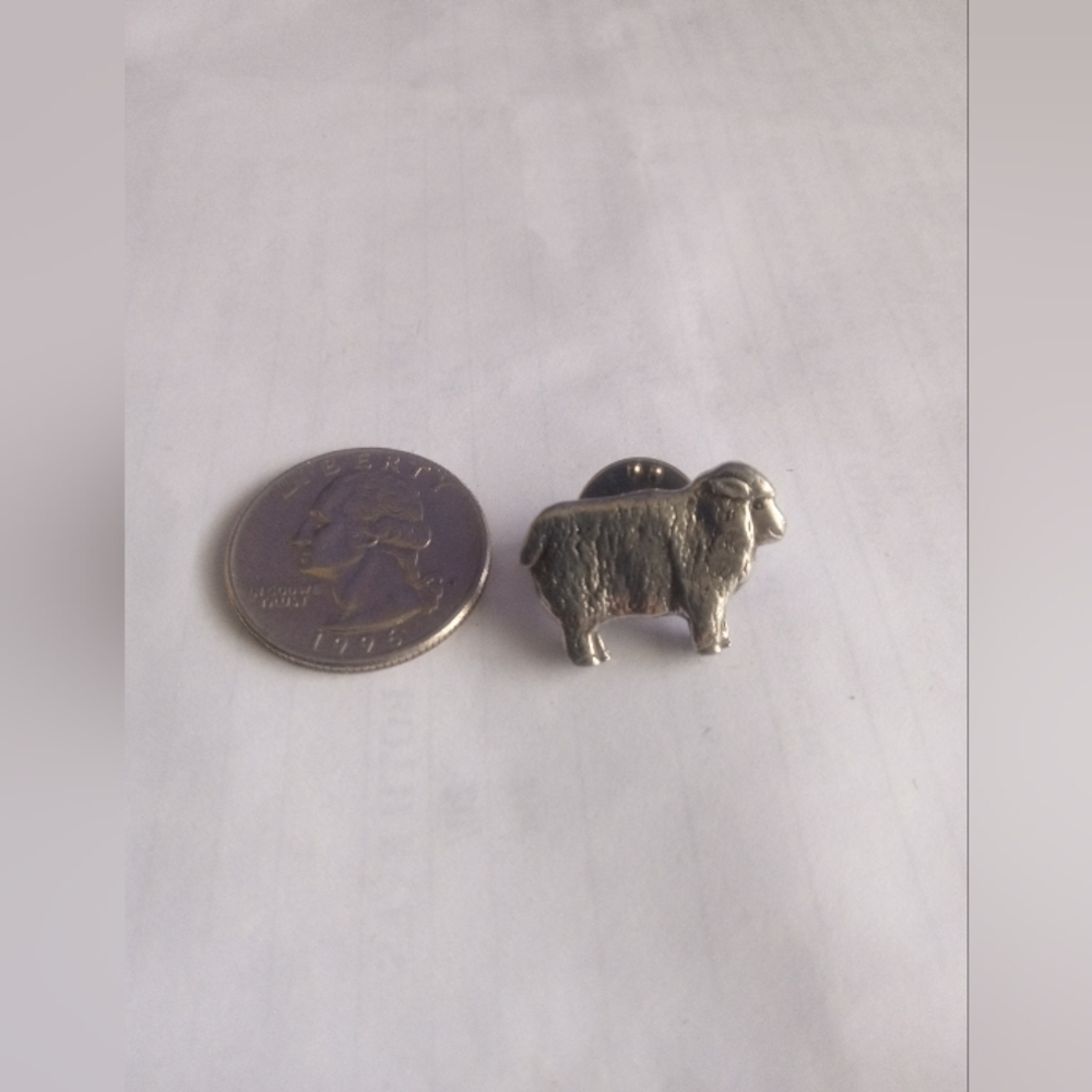 Vintage Pewter Sheep Pinback